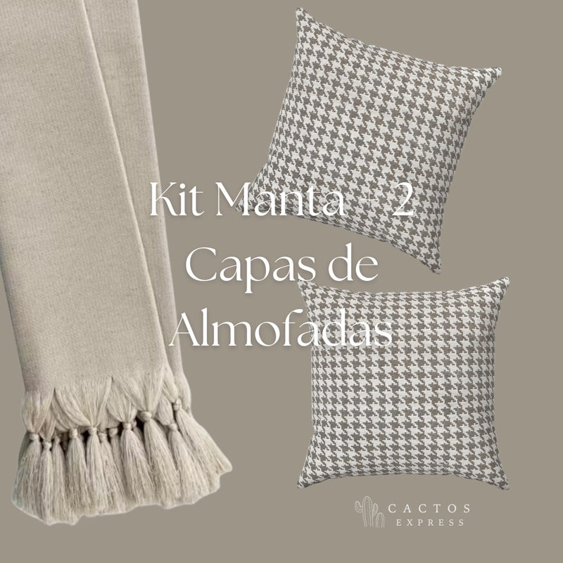 Kit Manta Para Cama ou Sofá Retrátil 3M + 2 Capas de Almofadas - Cactos Express