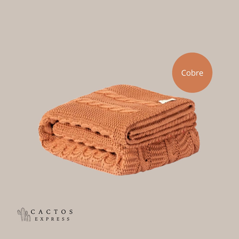 Manta Peseira Tricô Com Franja Sofá/Cama Casal, Queen, King - Cactos Express
