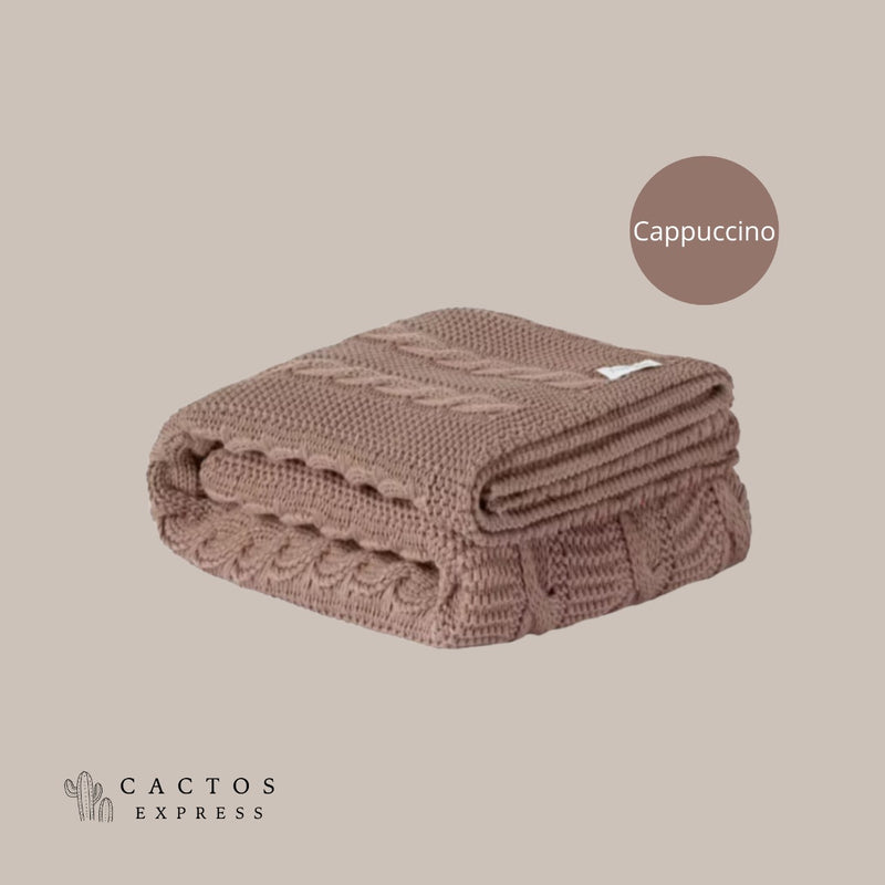 Manta Peseira Tricô Com Franja Sofá/Cama Casal, Queen, King - Cactos Express